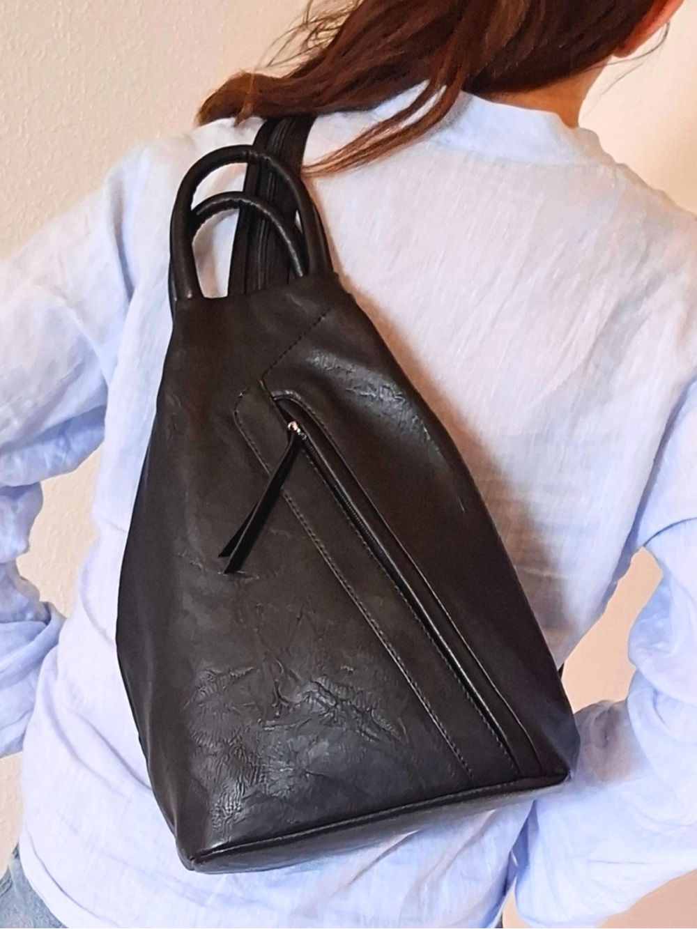Free People We The Free Soho Convertible Leather Sling Backpack - Black